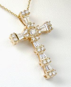 
Stunning Baguette/Round Diamond Cross
