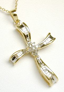 
Baguette and Round Diamond Cross

