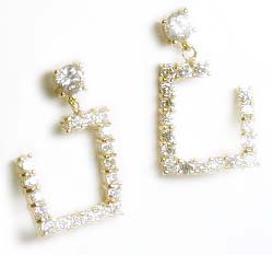 
Unusual Twisted Square CZ Drop Earring
