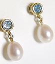 
Round Blue Topaz & FW pearl Drop Earrings
