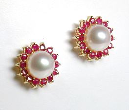 
Cultured Pearl & Ruby Earrings
