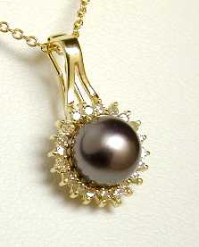 
Cultured Black Pearl & Diamond Enhancer
