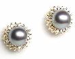 
Cultured Black Pearl & Diamond Earrings

