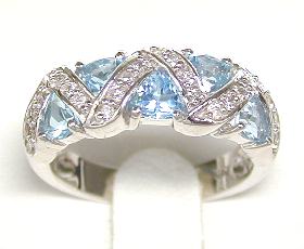 
Trilliant Blue Topaz & Diamond Ring
