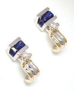 
Two-tone Sapphire & Diamond Earrings
