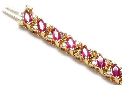 
Elegant Marquise Ruby & Diamond Bracelet
