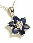 
Bold Sapphire & Diamond Flower Pendant
