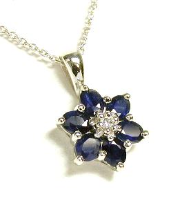 
Bold Sapphire and Diamond Flower Pendant
