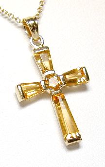 
Elegant Baguette & Round Citrine Cross
