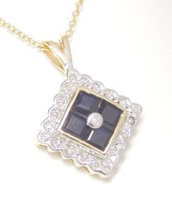 
Princess-cut Sapphire & Diamond Pendant
