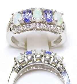 
Opal, Tanzanite & Diamond Band Ring 
