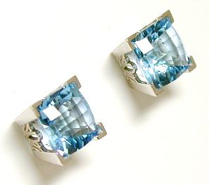 
Elegant Blue Topaz Cushion Earrings
