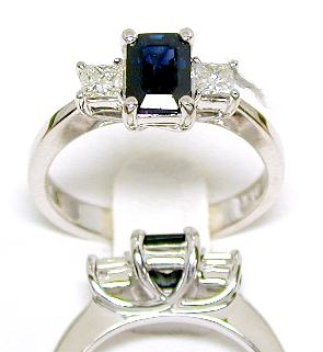 
Emerald-cut Sapphire & Princess Diamond Ring
