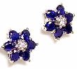 
Oval Sapphire & Diamond Flower Earrings
