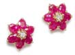 
Oval Ruby & Diamond Flower Earrings

