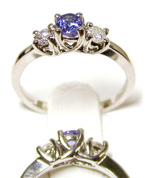 
Three Stone Tanzanite & Diamond Ring
