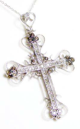 
Brown/White Diamond Bold Antique Cross
