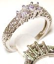 
Princess Diamond 3 Stone Filgree Ring
