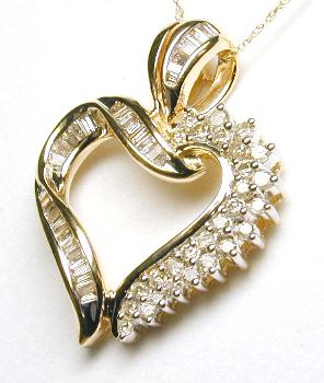 
Baguette and Round Heart Shaped Pendant
