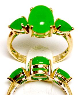 
Green Jade Three stone Ring
