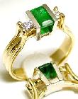 
Two-tone Emerald & Diamond 3 Stone Ring
