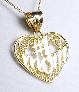 
#1 MOM Heart Charm Pendant
