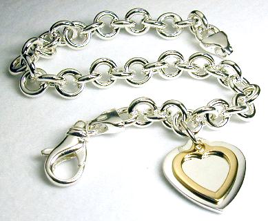 
Double Heart Rolo Charm Bracelet
