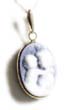 
Blue Agate Mothers Love Cameo Pendant 
