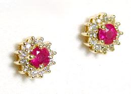 
Round Ruby & Diamond Traditional Earring
