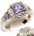 
Antique style Tanzanite & Diamond Ring
