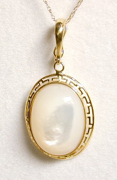 
Mother of Pearl Greek Key Pendant
