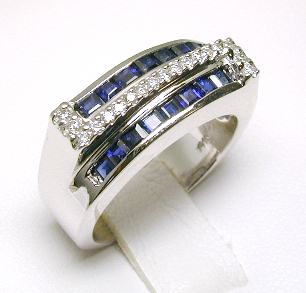 
Princess Sapphire & Diamond Band Ring
