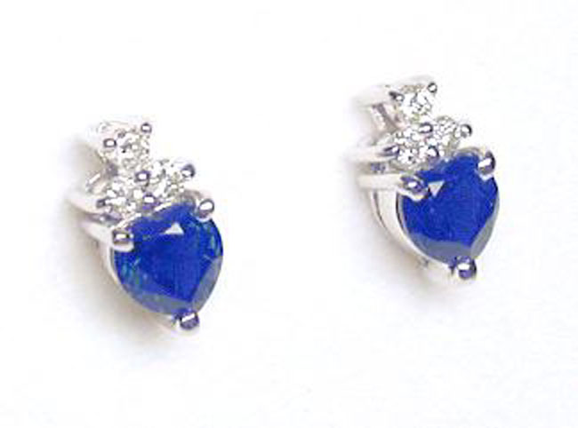 
Heart-shape Sapphire and Diamond Earrings
