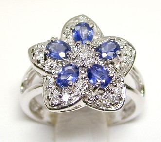
Sapphire & Diamond Flower Ring
