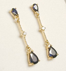 
Sapphire & Diamond Line Drop Earrings
