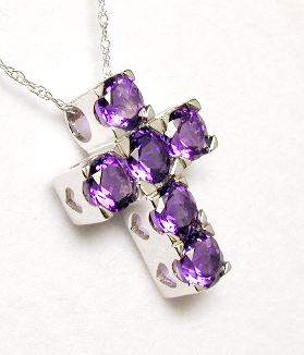 
Round Amethyst Cut-out Heart Cross
