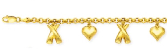 
X and Heart Dangle Charm Bracelet
