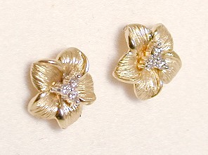 
Diamond Plumeria Flower Earrings
