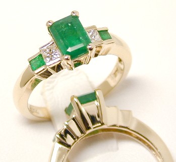 
Emerald-cut Emerald & Princess Diamond Ring
