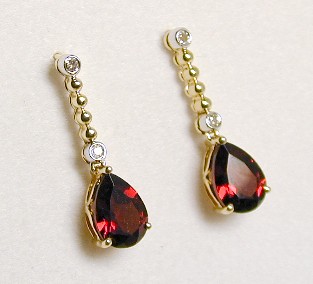 
Two-tone Garnet & Diamond Drop Earrings
