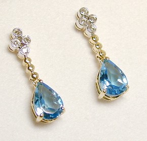 
Two-tone Topaz & Diamond Drop Earrings
