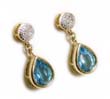 
Blue Topaz & Diamond Drop Earrings 
