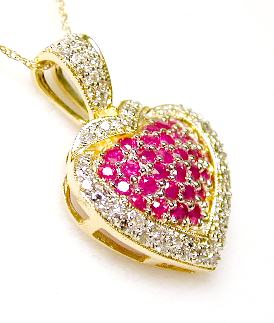 
Elegant Ruby & Diamond Heart Pendant 
