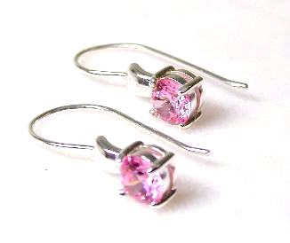 
Pink Cubic Zirconia Solitaire Frenchwire Earrings
