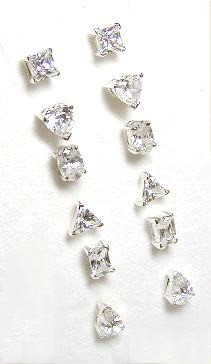 
Set of 6 Cubic Zirconia Stud Earrings

