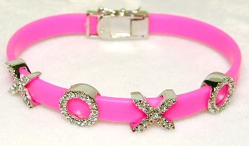 
CZ XO Hot Pink Rubber Bracelet
