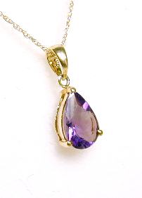 
9x6 mm Pear Amethyst Solitaire Pendant
