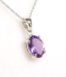 
7x5 mm Oval Amethyst Solitaire Pendant 
