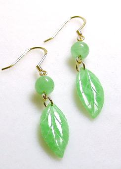 
Green Jade Drop Leaf Earrings
