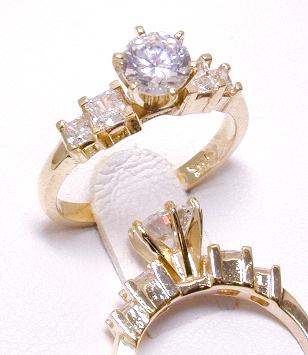 
Princess & Round CZ Engagement Ring
